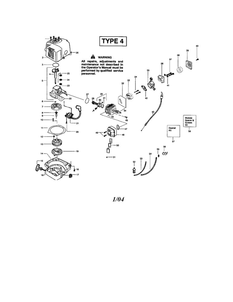 Shroud/Cylinder/Crankshaft Diagram and Parts List for GHT220LE Type 4 Weed Eater Hedge Trimmer